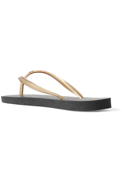 Shop Charlotte Olympia + Havaianas Metallic Rubber Flip Flops