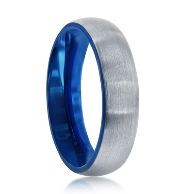 Blackjack Blue & Silver 6mm Tungsten Ring In Blue