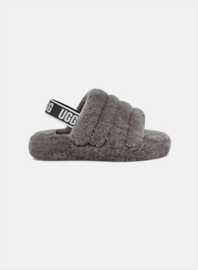 Shop Ugg Fluff Yeah Slide Slipper In Charcoal In Grey