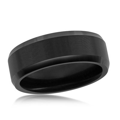 Shop Blackjack Brushed And Polished Black 8mm Tungsten Ring