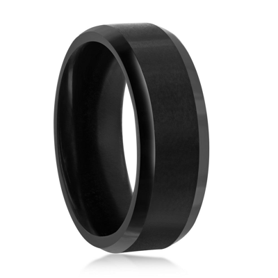 Blackjack Brushed And Polished Black 8mm Tungsten Ring