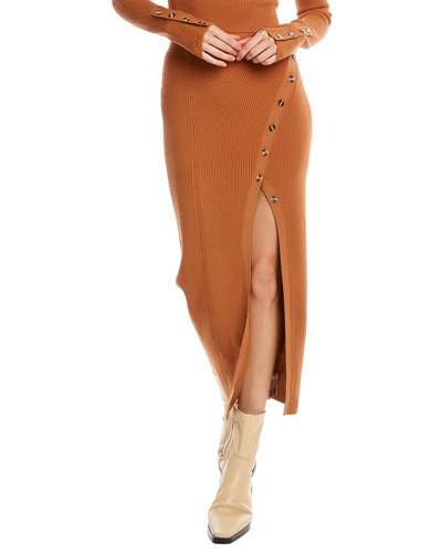 Shop Nicholas June Midi Skirt In Brown