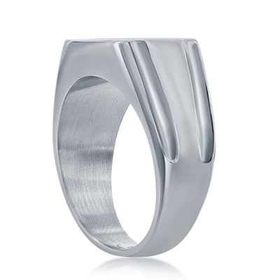 Shop Blackjack Stainless Steel Cz Square Ring In Silver