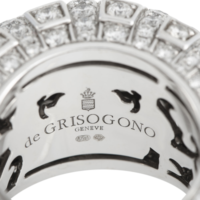 Shop De Grisogono 18k White Gold 7.30 Ct Diamond Ring In Silver