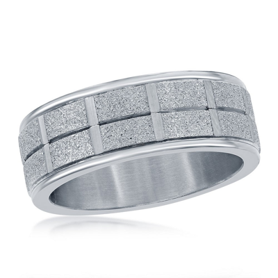 Shop Blackjack Stainless Steel Sand Blasted Ring In Silver