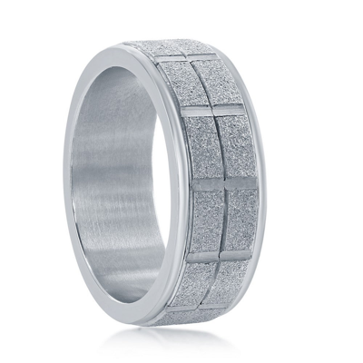 Blackjack Stainless Steel Sand Blasted Ring In Silver
