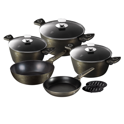Shop Berlinger Haus 10-piece Kitchen Cookware Set Crystal Collection In Black