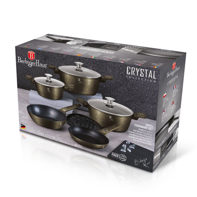 Shop Berlinger Haus 10-piece Kitchen Cookware Set Crystal Collection In Black
