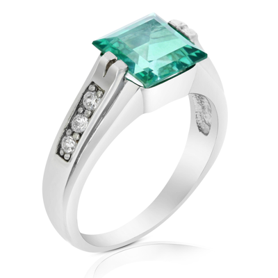 Shop Vir Jewels 1.90 Cttw Green Topaz Ring .925 Sterling Silver With Rhodium Princess Shape 8 Mm
