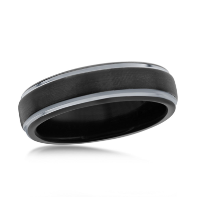Blackjack Black & Silver 6mm Tungsten Ring In Black