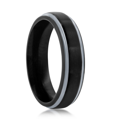 Blackjack Black & Silver 6mm Tungsten Ring In Black