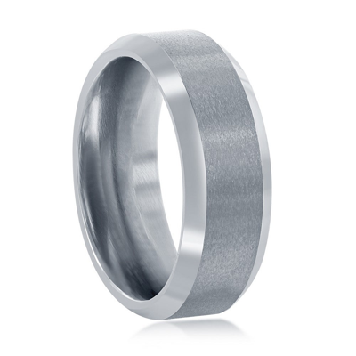 Blackjack Brushed And Polished Silver 8mm Tungsten Ring