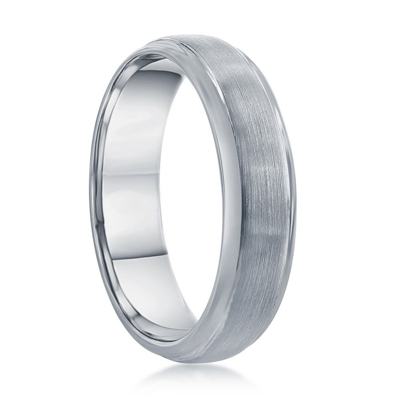 Shop Blackjack Brushed & Polished 6mm Tungsten Ring In Blue