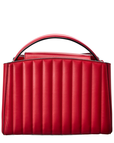 Shop Valextra Brera Medium Top Handle Leather Satchel In Red