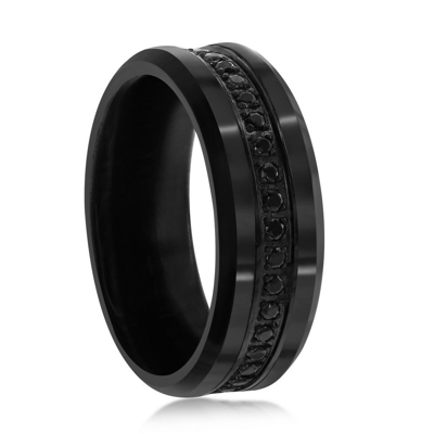 Blackjack Black Cz Eternity Tungsten Ring