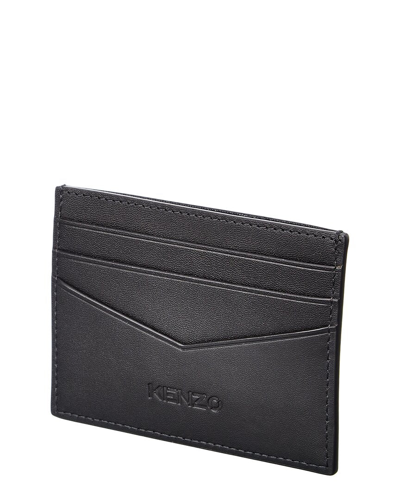 Shop Kenzo Logo Leather Card Holder In Black