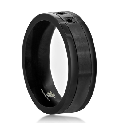 Blackjack Stainless Steel Black Cz Band Ring