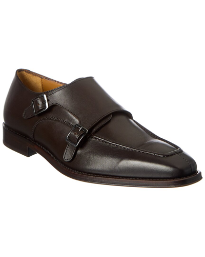 Shop Antonio Maurizi Apron Double Monk Leather Loafer In Black