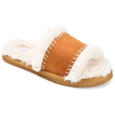 Journee Collection Mardie Faux Fur Slipper In Brown