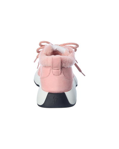 Shop Giuseppe Zanotti Omnia Leather & Shearling Sneaker In Pink