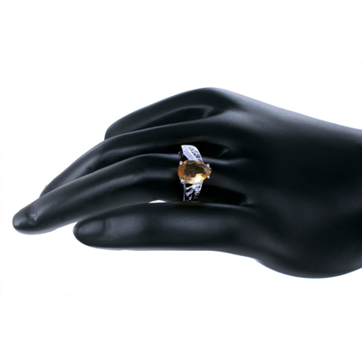 Shop Vir Jewels 1.70 Cttw Citrine And Diamond Ring .925 Sterling Silver With Rhodium Pear Shape In White