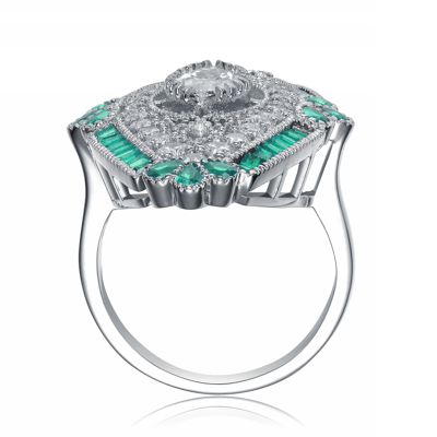 Shop Genevive Sterling Silver Emerald Cubic Zirconia Coctail Ring