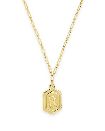 Sterling Forever Hexagon Tag Initial Necklace In Silver