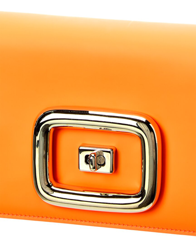 Roger Vivier Viv' Choc Mini Leather Clutch In Orange