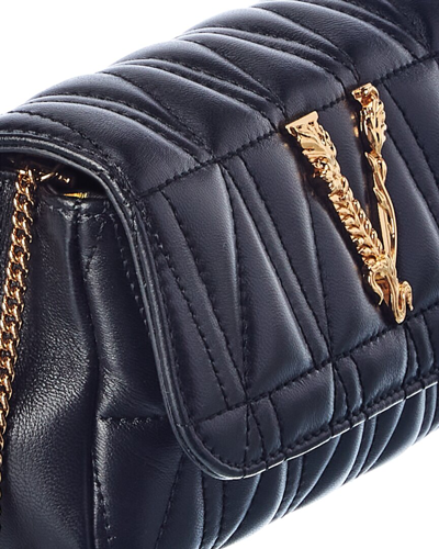 Shop Versace Virtus Quilted Leather Evening Bag In Blue