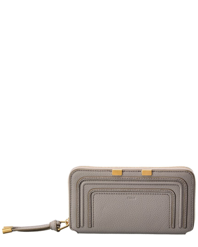 Shop Chloé Chloe Marcie Long Leather Continental Wallet In Grey