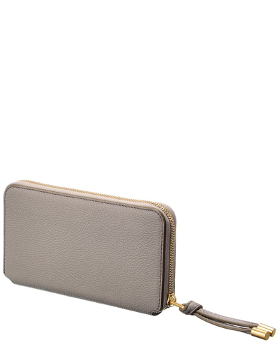 Shop Chloé Chloe Marcie Long Leather Continental Wallet In Grey