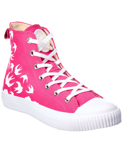 Shop Mcq By Alexander Mcqueen Swallow Canvas High Top Sneaker In Pink