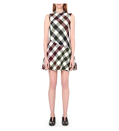Shop Victoria Beckham Patchwork Knitted Mini Dress In Red-navy-green-white