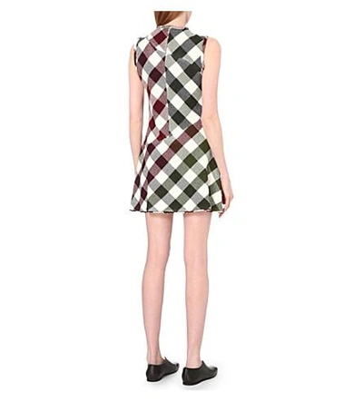 Shop Victoria Beckham Patchwork Knitted Mini Dress In Red-navy-green-white