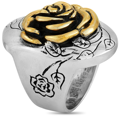 Shop King Baby Sterling Silver And Alloy Rose Ring In Gold