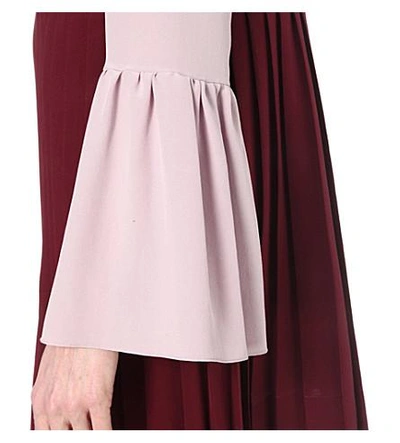 Shop Marni Contrast-panel Crepe Tunic Dress In Wine