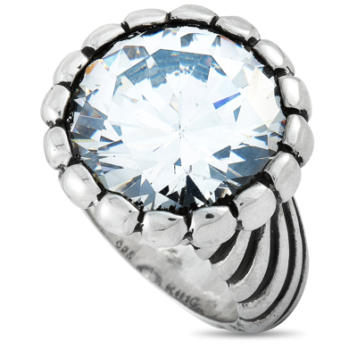 Shop King Baby Silver And White Cubic Zirconia Twisted Pattern Ring In Multi