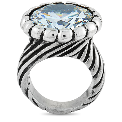 Shop King Baby Silver And White Cubic Zirconia Twisted Pattern Ring In Multi