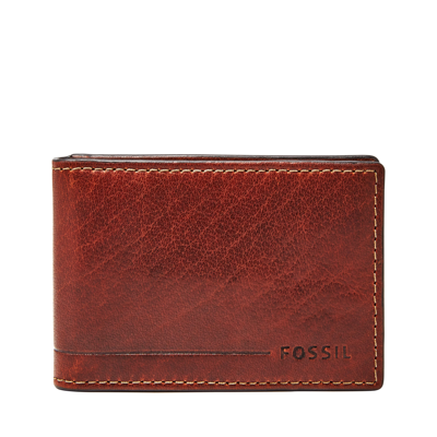 Shop Fossil Men's Allen Leather Front Pocket Wallet In Brown