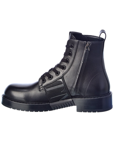 Shop Valentino Vltn Leather Boot In Black