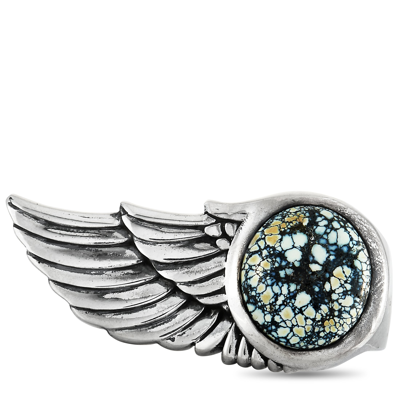 Shop King Baby Silver And Turquoise Wing Ring