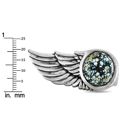 Shop King Baby Silver And Turquoise Wing Ring