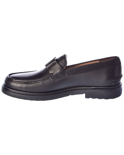 Shop Ferragamo Salvatore  Vara Ornament Leather Loafer In Black