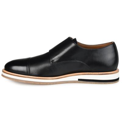 Thomas & Vine Thatcher Perforated Leather Monk Strap Derby In Black