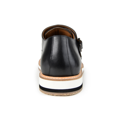 Thomas & Vine Thatcher Perforated Leather Monk Strap Derby In Black