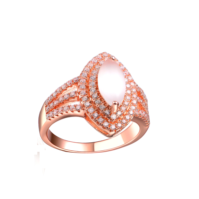Shop Genevive Sterling Sivlver Rose Gold Plated Cubic Zirconia Coctail Ring In Pink
