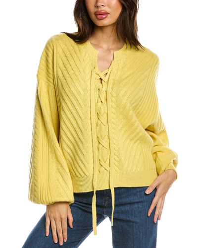 Shop Elie Tahari Balloon Sleeve Wool-blend Sweater In Yellow