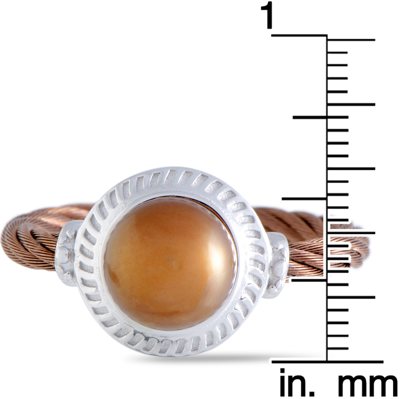 Shop Charriol Pearl Stainless Steel And Bronze Pvd Brown Pearl Round Cable Ring In White