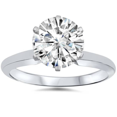 Pompeii3 2ct Solitaire Moissanite Engagement Ring 14k White Gold In White
