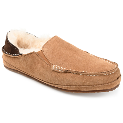 Shop Territory Solace Genuine Sheepskin Fold-down Heel Moccasin Slipper In Brown